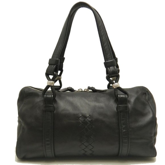 BOTTEGA VENETA Mini Boston Bag, Lambskin, Black, Outlet, 253031 - Picture 1 of 10